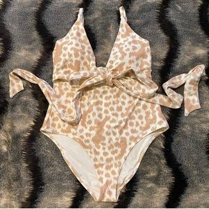 Aerie Animal Print One Piece Full Coverage Bathing Suit